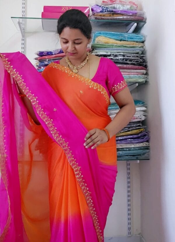 Soft chinnon dyeing pink and orange