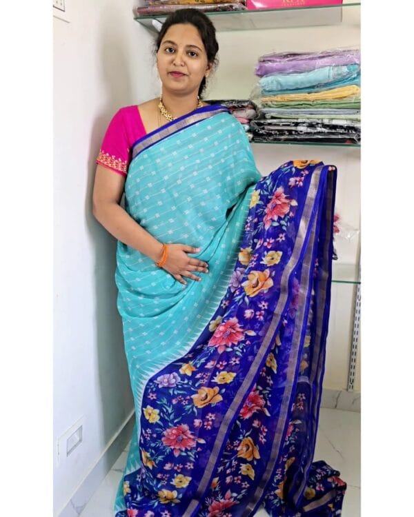 Lilly silk sarees with  floral design