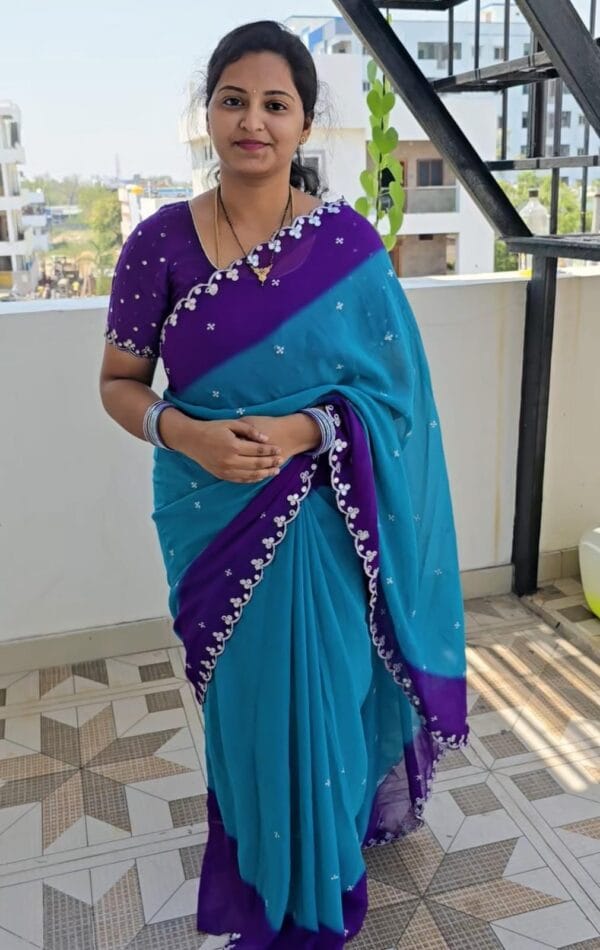 Dual shade Georgette saree