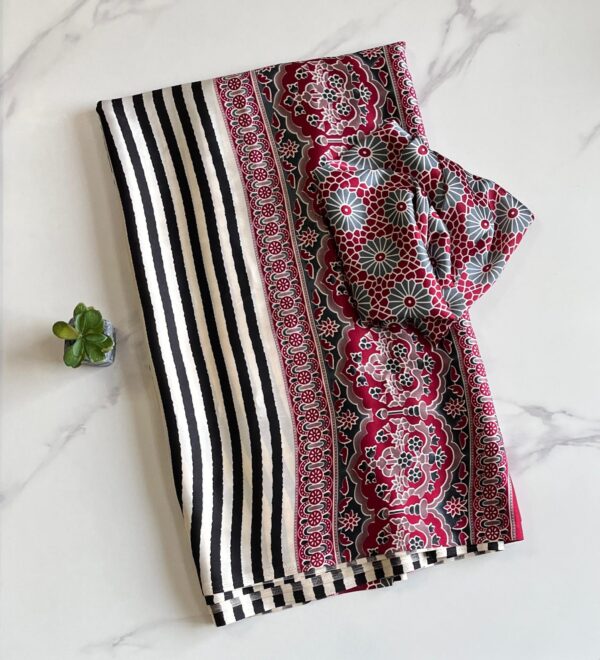 Semi gajji silk with ajrakh