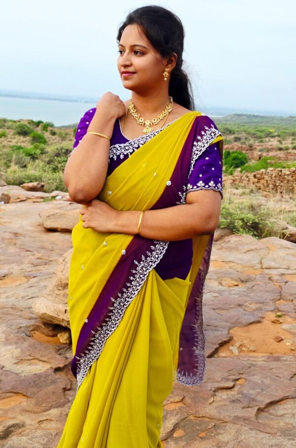 Georgette saree with thread Work