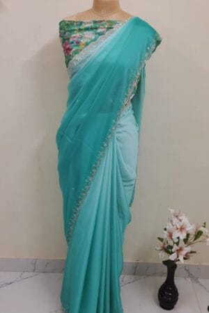Dual shade georgette saree