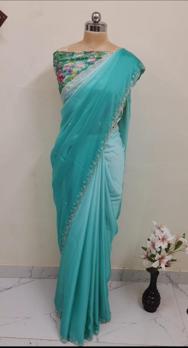 Dual shade georgette saree