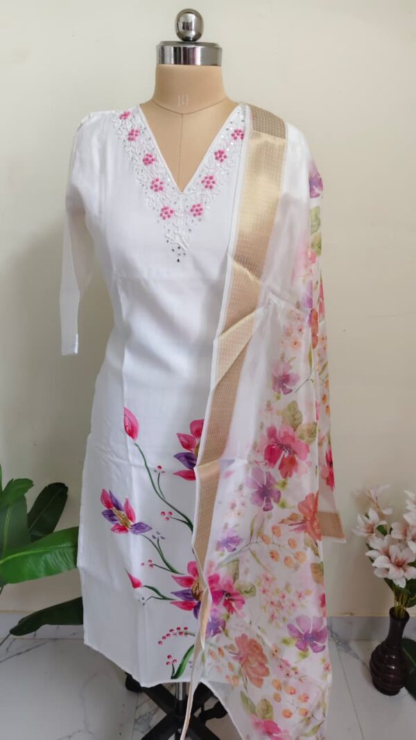 Premium 3 piece kurta set-White