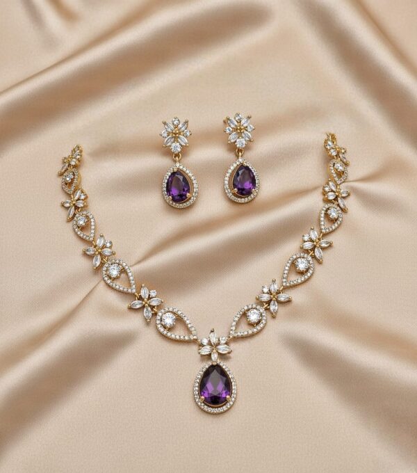 Mehendi polish Purple Necklace set