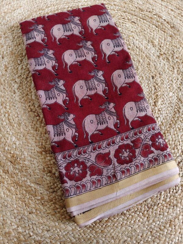 pure kalamkari kota cotton saree(maroon)