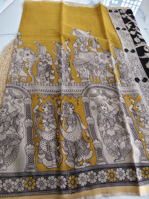 pure kalamkari kota cotton saree(yellow)