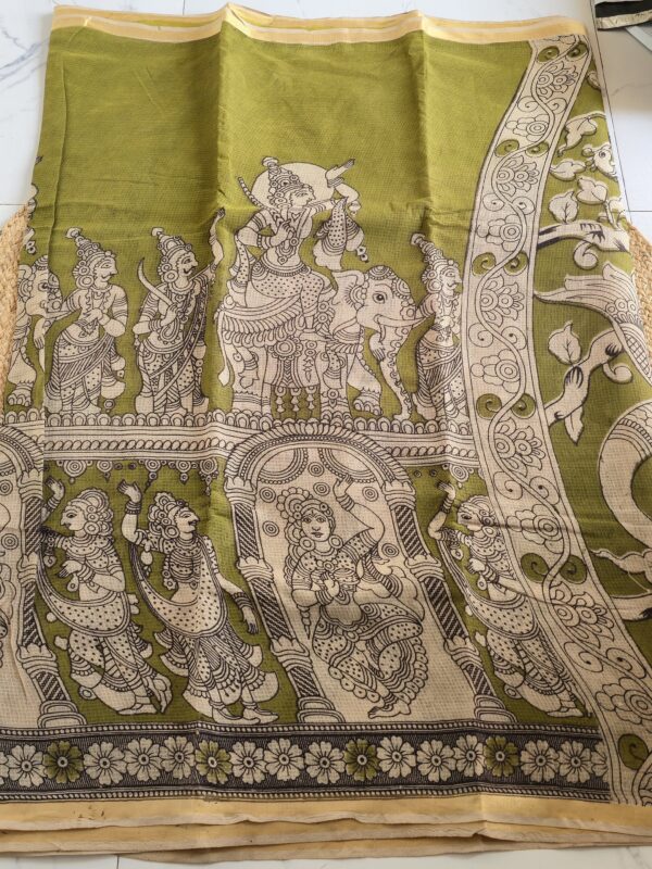 pure kalamkari kota cotton saree(green)