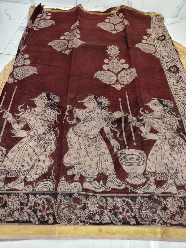pure kalamkari kota cotton saree(chocolate brown)