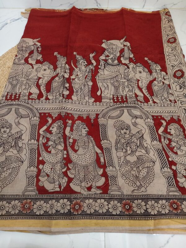 pure kalamkari kota cotton saree(Red)