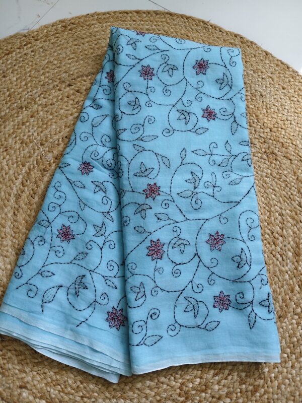 kantha work mul cotton saree