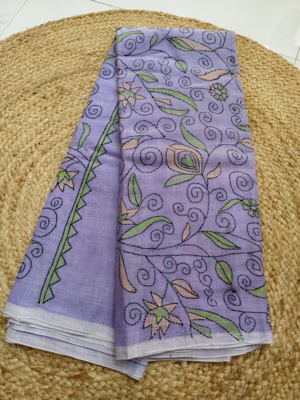 kantha work mul cotton saree